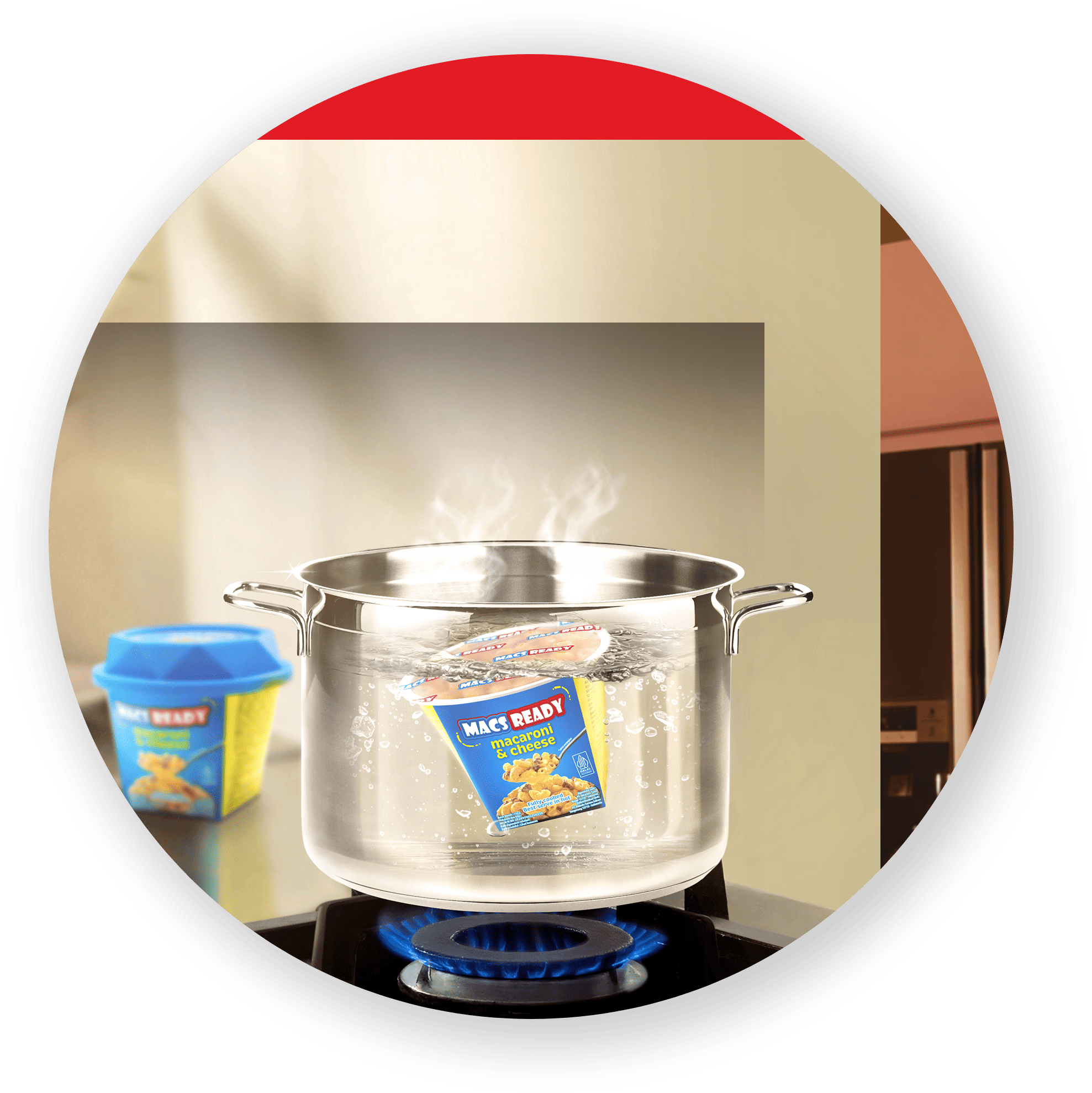 macaroni and cheese terbuat dari keju pilihan yang siap disajikan dalam 1,5 menit serta dibuat dari gandum pilihan dan protein nabati.